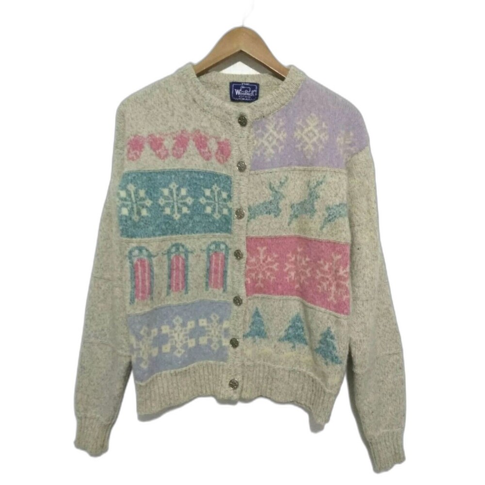 Vintage Woolrich S Snow Flake Sled Deer Button Front Pastel